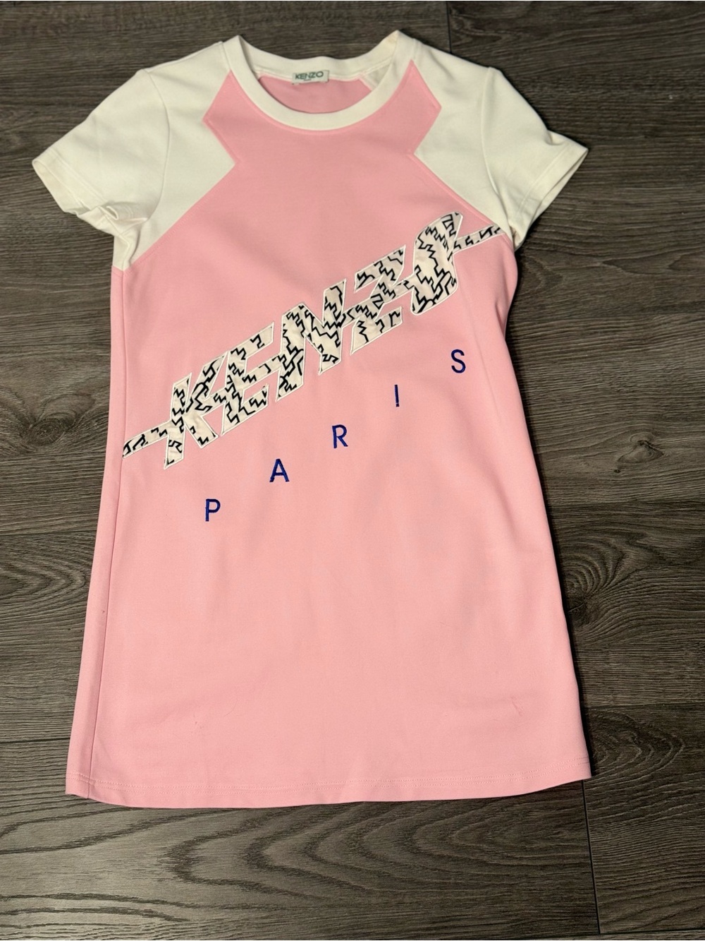 Kenzo Paris Pink Logo T-Shirt Dress Size Small Made in Portugal 100% Cotton